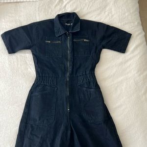 Black Denim Short Sleeved Jumpsuit